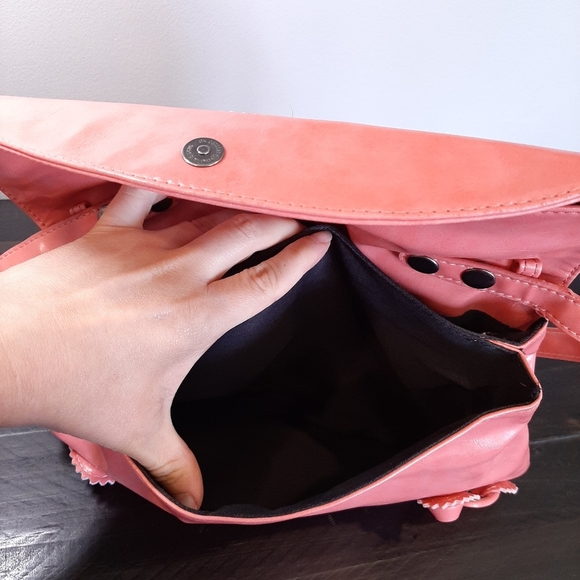 💠Convertible Faux Leather Crossbody Shoulder Bag Peach Pink Laser Cut - Picture 8 of 15